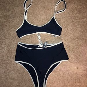 Aerie high rise navy blue bikini